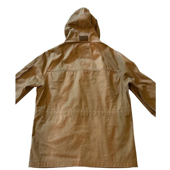 Walace & Barnes Military Field Coat Mens Large Brown Linen Blend Hooded *FLAW* - Picture 4 of 15